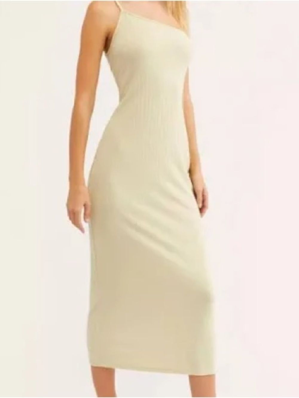 Free People Sand Lunar Ribbed Midi Dress
